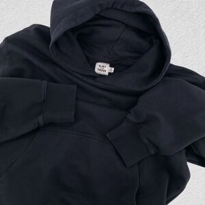 Flint and Tinder Black Cotton Pullover Hoodie Men M Minimal Casual Sweatshirt